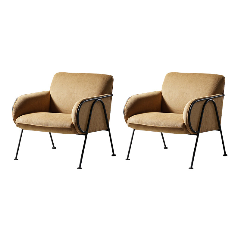Modern Style Chair with Black Metal Basic Four Leg and Tight Back Yellow 2 Piece Set Clearhalo 'Accent Chairs' 'accent_chairs' 'Chairs & Seating' 'furn' 'furn_accent_chairs' 'Furniture' 'Living Room Furniture' 6189024