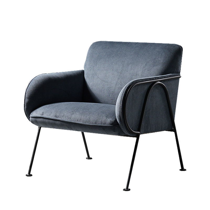 Modern Style Chair with Black Metal Basic Four Leg and Tight Back Blue 1 Piece Clearhalo 'Accent Chairs' 'accent_chairs' 'Chairs & Seating' 'furn' 'furn_accent_chairs' 'Furniture' 'Living Room Furniture' 6189027