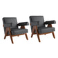 31.50" Wide Chair with Round Arms Tight Back for Living Room Black Faux Leather 2 Piece Set Clearhalo 'Accent Chairs' 'accent_chairs' 'Chairs & Seating' 'furn' 'furn_accent_chairs' 'Furniture' 'Living Room Furniture' 6189069