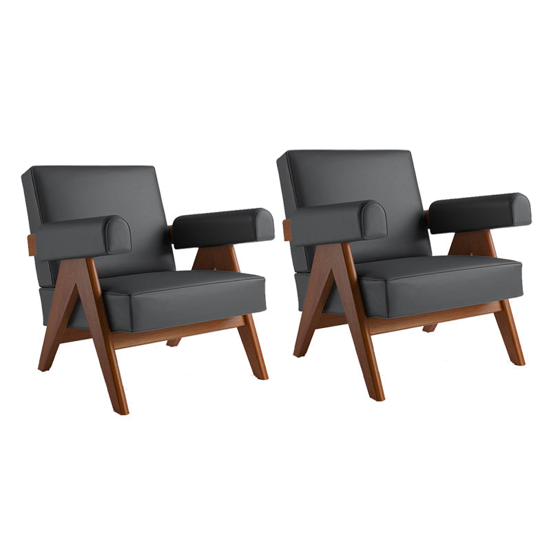 31.50" Wide Chair with Round Arms Tight Back for Living Room Black Faux Leather 2 Piece Set Clearhalo 'Accent Chairs' 'accent_chairs' 'Chairs & Seating' 'furn' 'furn_accent_chairs' 'Furniture' 'Living Room Furniture' 6189069
