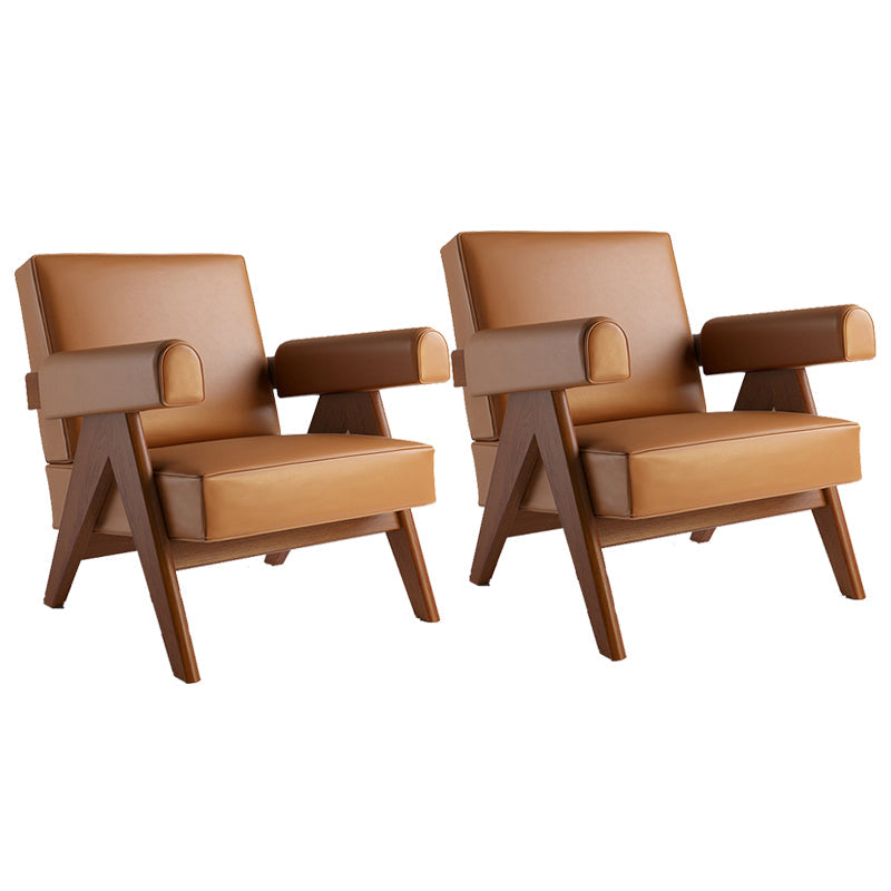 31.50" Wide Chair with Round Arms Tight Back for Living Room Orange Faux Leather 2 Piece Set Clearhalo 'Accent Chairs' 'accent_chairs' 'Chairs & Seating' 'furn' 'furn_accent_chairs' 'Furniture' 'Living Room Furniture' 6189074
