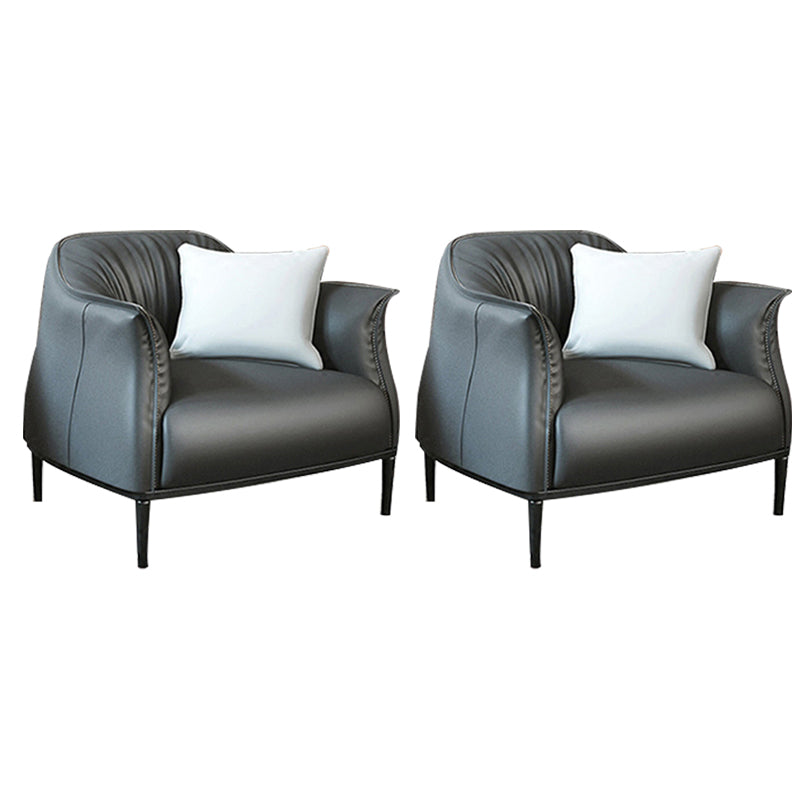 Bonded Leather Arms Included with Black Legs Flared Arms Accent Armchair Grey 2 Piece Set Clearhalo 'Accent Chairs' 'accent_chairs' 'Chairs & Seating' 'furn' 'furn_accent_chairs' 'Furniture' 'Living Room Furniture' 6189082