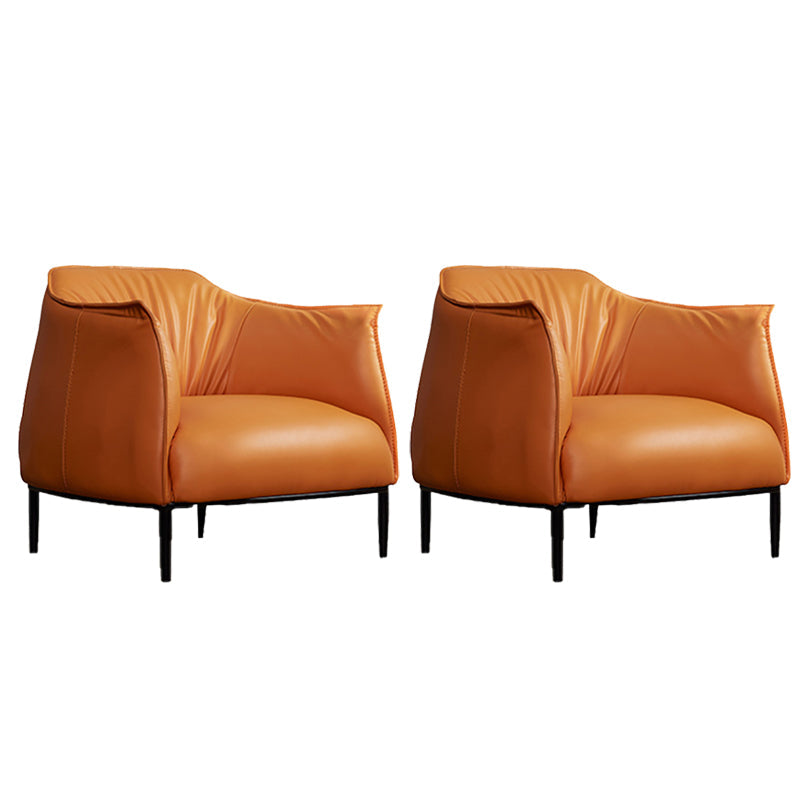 Bonded Leather Arms Included with Black Legs Flared Arms Accent Armchair Orange 2 Piece Set Clearhalo 'Accent Chairs' 'accent_chairs' 'Chairs & Seating' 'furn' 'furn_accent_chairs' 'Furniture' 'Living Room Furniture' 6189083