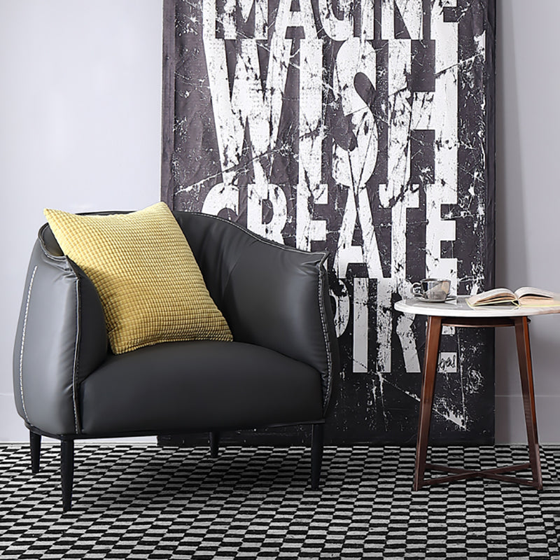 Bonded Leather Arms Included with Black Legs Flared Arms Accent Armchair Clearhalo 'Accent Chairs' 'accent_chairs' 'Chairs & Seating' 'furn' 'furn_accent_chairs' 'Furniture' 'Living Room Furniture' 6189084