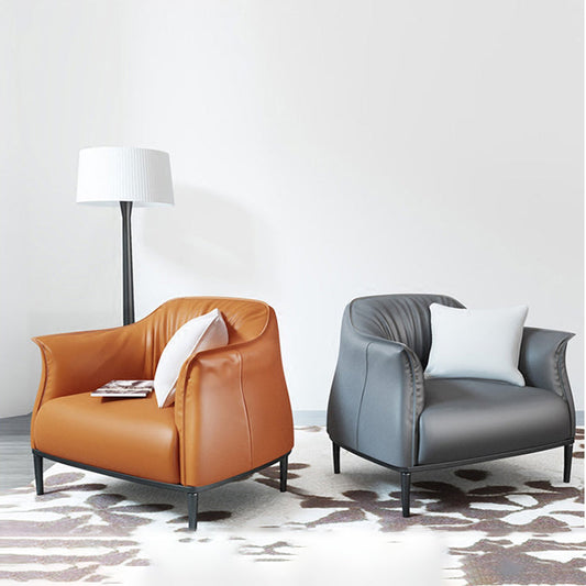 Bonded Leather Arms Included with Black Legs Flared Arms Accent Armchair Clearhalo 'Accent Chairs' 'accent_chairs' 'Chairs & Seating' 'furn' 'furn_accent_chairs' 'Furniture' 'Living Room Furniture' 6189085
