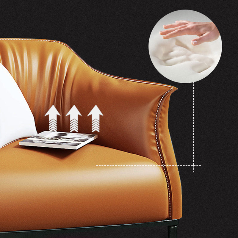 Bonded Leather Arms Included with Black Legs Flared Arms Accent Armchair Clearhalo 'Accent Chairs' 'accent_chairs' 'Chairs & Seating' 'furn' 'furn_accent_chairs' 'Furniture' 'Living Room Furniture' 6189088