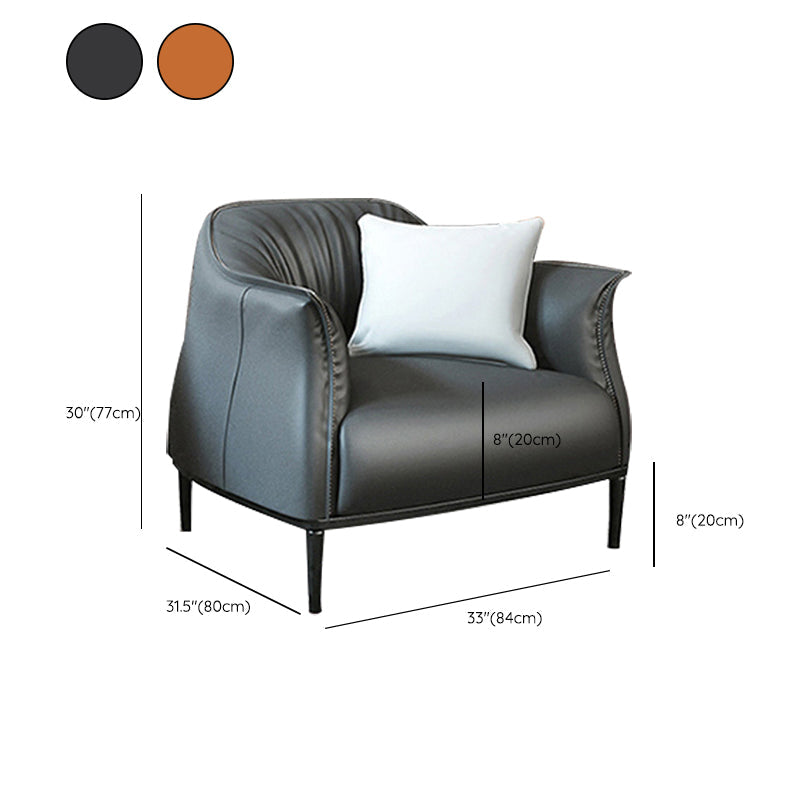 Bonded Leather Arms Included with Black Legs Flared Arms Accent Armchair Clearhalo 'Accent Chairs' 'accent_chairs' 'Chairs & Seating' 'furn' 'furn_accent_chairs' 'Furniture' 'Living Room Furniture' 6189090