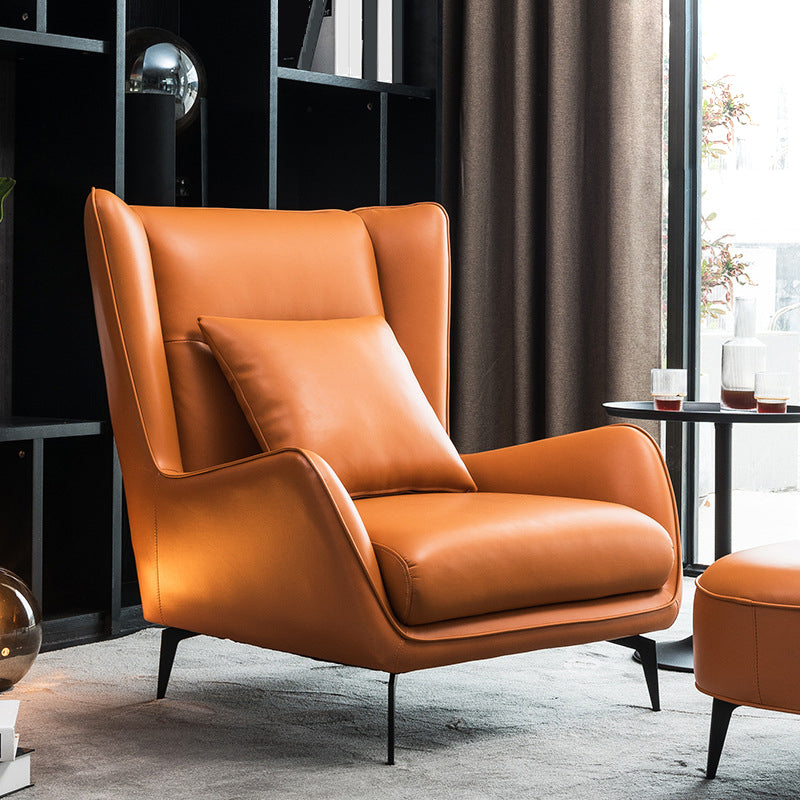 35.43" Wide Leather Wingback Chair in Orange with Black Basic Four Leg Clearhalo 'Accent Chairs' 'accent_chairs' 'Chairs & Seating' 'furn' 'furn_accent_chairs' 'Furniture' 'Living Room Furniture' 6189093