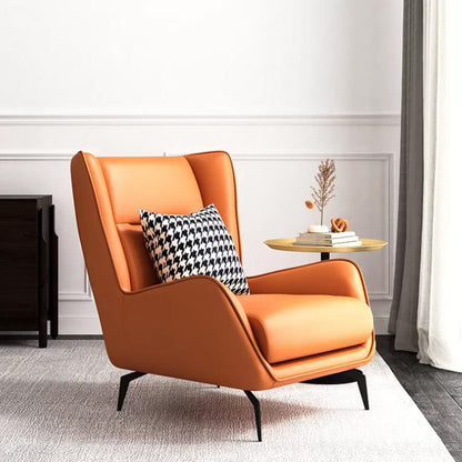 35.43" Wide Leather Wingback Chair in Orange with Black Basic Four Leg 1 Piece Clearhalo 'Accent Chairs' 'accent_chairs' 'Chairs & Seating' 'furn' 'furn_accent_chairs' 'Furniture' 'Living Room Furniture' 6189095