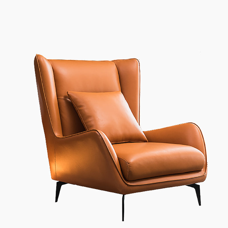 35.43" Wide Leather Wingback Chair in Orange with Black Basic Four Leg Clearhalo 'Accent Chairs' 'accent_chairs' 'Chairs & Seating' 'furn' 'furn_accent_chairs' 'Furniture' 'Living Room Furniture' 6189096