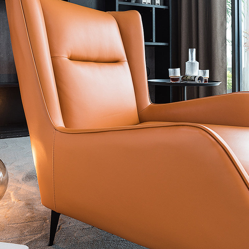 35.43" Wide Leather Wingback Chair in Orange with Black Basic Four Leg Clearhalo 'Accent Chairs' 'accent_chairs' 'Chairs & Seating' 'furn' 'furn_accent_chairs' 'Furniture' 'Living Room Furniture' 6189097