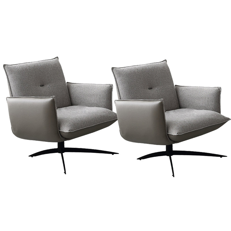Contemporary Linen 4-Star Tight Back Accent Armchair in Grey 2 Piece Set Clearhalo 'Accent Chairs' 'accent_chairs' 'Chairs & Seating' 'furn' 'furn_accent_chairs' 'Furniture' 'Living Room Furniture' 6189133
