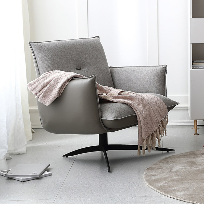 Contemporary Linen 4-Star Tight Back Accent Armchair in Grey Clearhalo 'Accent Chairs' 'accent_chairs' 'Chairs & Seating' 'furn' 'furn_accent_chairs' 'Furniture' 'Living Room Furniture' 6189135