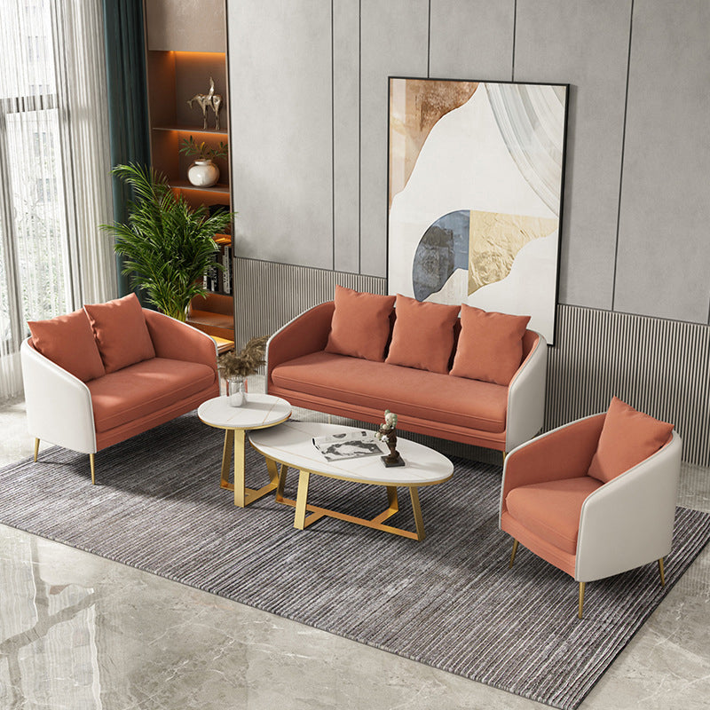 Zeitgenössischer Höhlenarm Standard -Sofa Rückenleder/Samtsofa