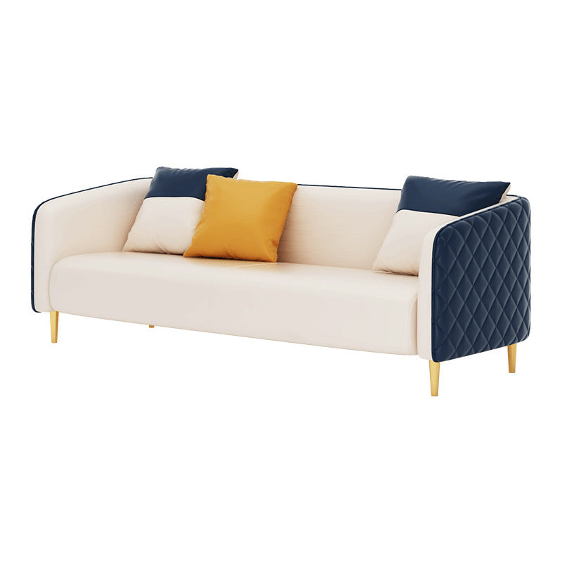 Leather Tuxedo Arm Sofa Contemporary Tight Back Sofa with Pillow Clearhalo 'furn' 'furn_sofas' 'Furniture' 'Living Room Furniture' 'Sofa' 'sofas' 6189165