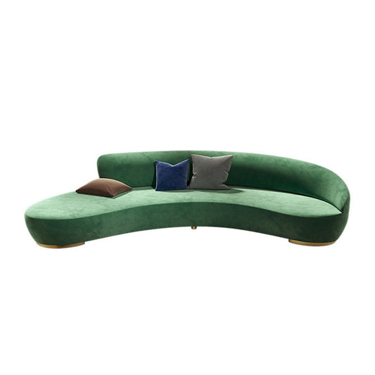 Contemporary Velvet Curved Sofa Tight Back Sloped Arm Settee
