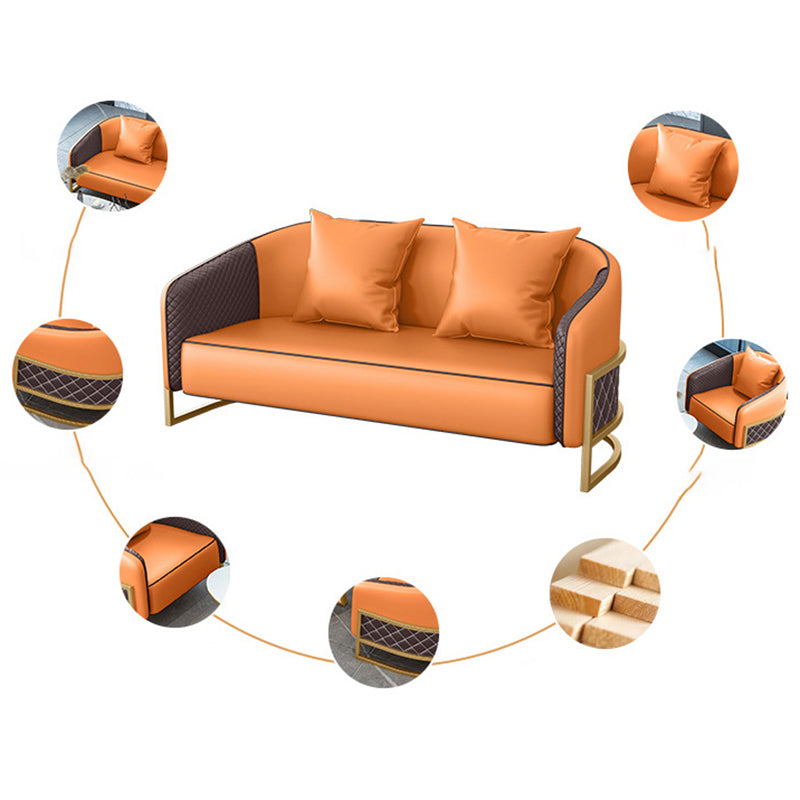 Contemporary Leather Sofa Sloped Arm Standard Sofa with Pillow Clearhalo 'furn' 'furn_sofas' 'Furniture' 'Living Room Furniture' 'Sofa' 'sofas' 6189314