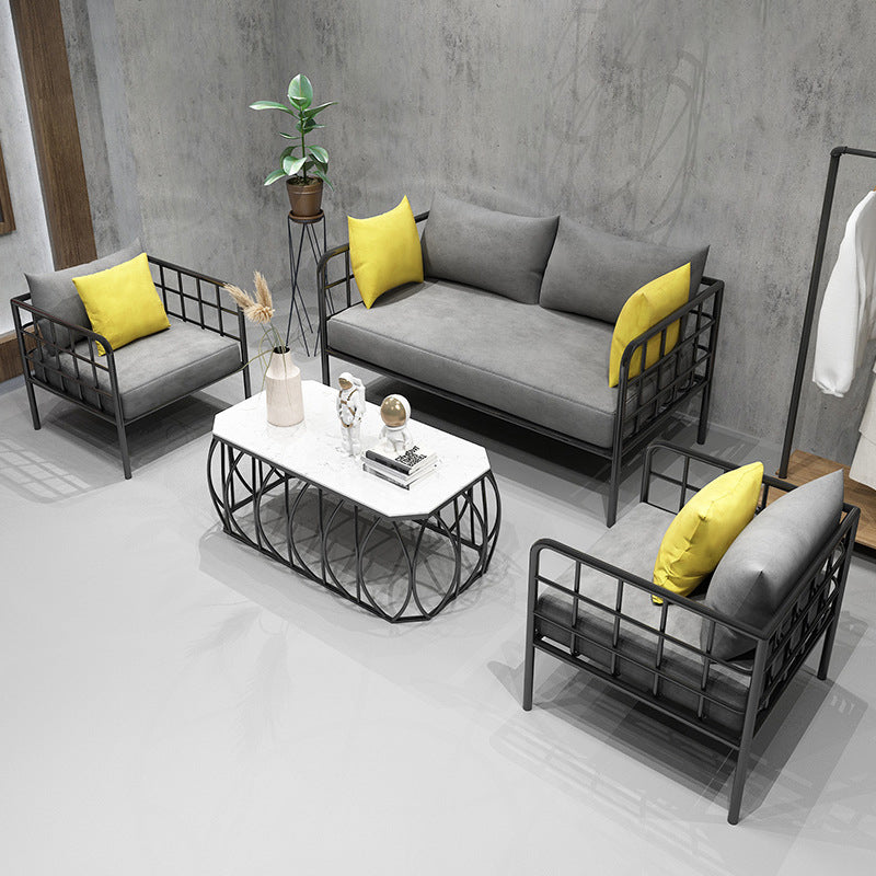 Contemporary Metal Square Arm Sofa Fabric Cushions Sofa for Living Room Clearhalo 'furn' 'furn_sofas' 'Furniture' 'Living Room Furniture' 'Sofa' 'sofas' 6189343