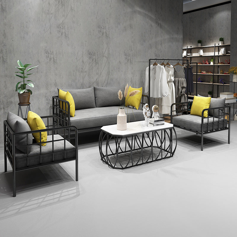 Contemporary Metal Square Arm Sofa Fabric Cushions Sofa for Living Room Clearhalo 'furn' 'furn_sofas' 'Furniture' 'Living Room Furniture' 'Sofa' 'sofas' 6189344