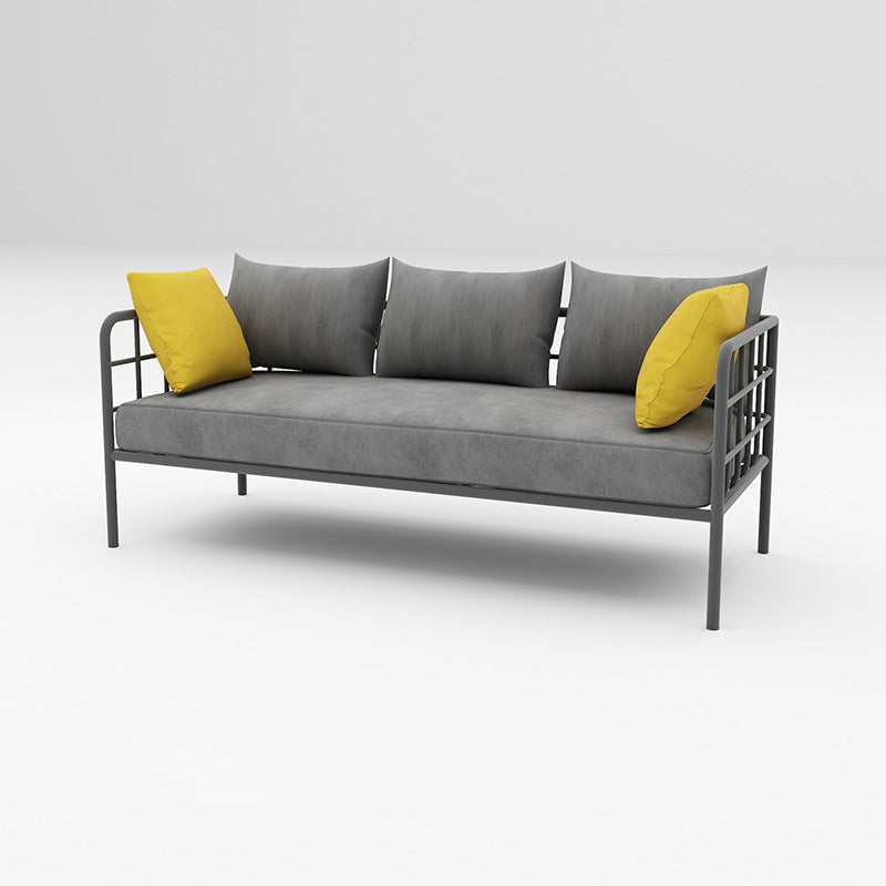 Contemporary Metal Square Arm Sofa Fabric Cushions Sofa for Living Room Clearhalo 'furn' 'furn_sofas' 'Furniture' 'Living Room Furniture' 'Sofa' 'sofas' 6189346
