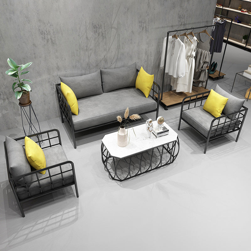 Contemporary Metal Square Arm Sofa Fabric Cushions Sofa for Living Room Clearhalo 'furn' 'furn_sofas' 'Furniture' 'Living Room Furniture' 'Sofa' 'sofas' 6189356