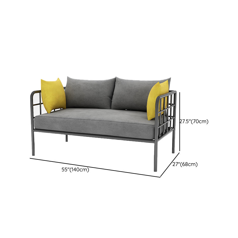 Contemporary Metal Square Arm Sofa Fabric Cushions Sofa for Living Room Clearhalo 'furn' 'furn_sofas' 'Furniture' 'Living Room Furniture' 'Sofa' 'sofas' 6189358
