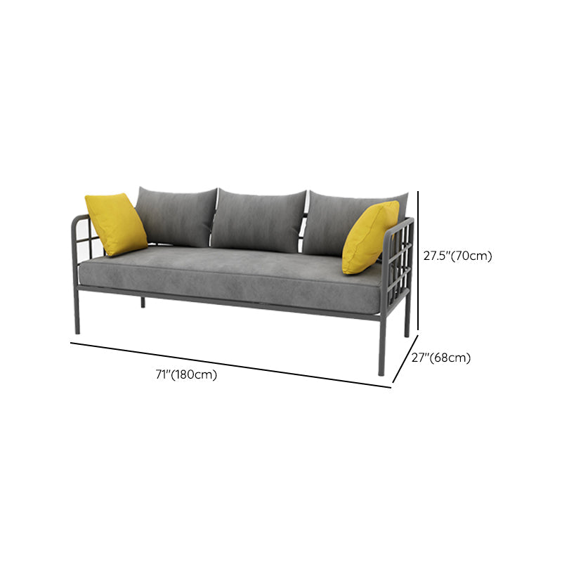 Contemporary Metal Square Arm Sofa Fabric Cushions Sofa for Living Room Clearhalo 'furn' 'furn_sofas' 'Furniture' 'Living Room Furniture' 'Sofa' 'sofas' 6189359