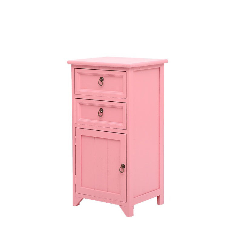 Industrial Distressed Finish Accent Cabinet with Drawers and Door Pink 2 Clearhalo 'Cabinets & Chests' 'cabinets_chests' 'furn' 'furn_cabinets_chests' 'Furniture' 'Living Room Furniture' 6189367