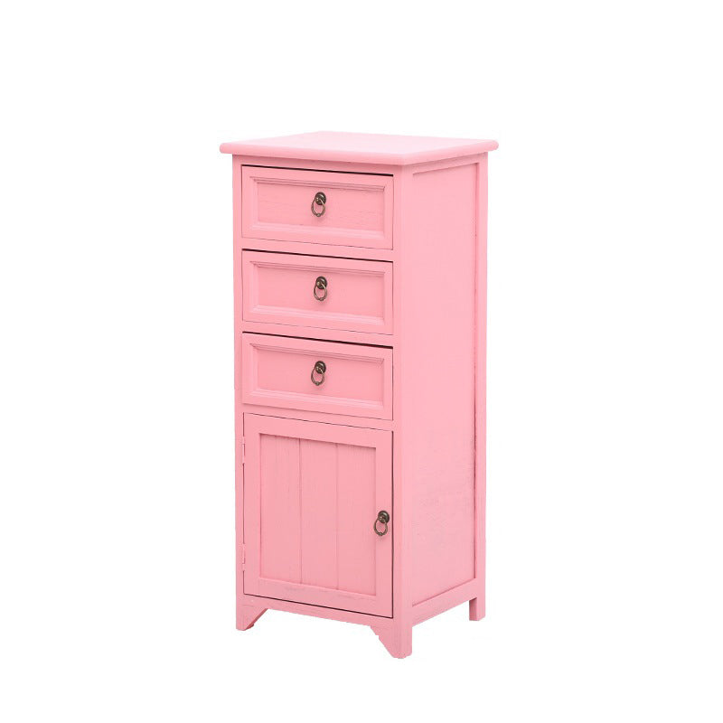 Industrial Distressed Finish Accent Cabinet with Drawers and Door Pink 3 Clearhalo 'Cabinets & Chests' 'cabinets_chests' 'furn' 'furn_cabinets_chests' 'Furniture' 'Living Room Furniture' 6189369