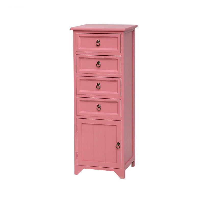 Industrial Distressed Finish Accent Cabinet with Drawers and Door Pink 4 Clearhalo 'Cabinets & Chests' 'cabinets_chests' 'furn' 'furn_cabinets_chests' 'Furniture' 'Living Room Furniture' 6189370