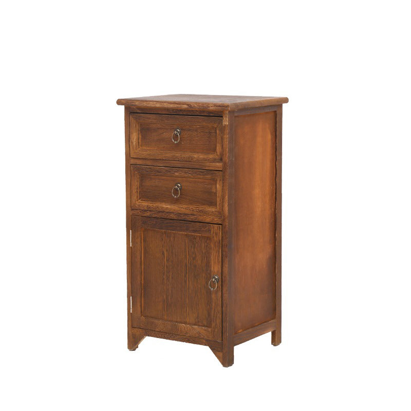 Industrial Distressed Finish Accent Cabinet with Drawers and Door Walnut 2 Clearhalo 'Cabinets & Chests' 'cabinets_chests' 'furn' 'furn_cabinets_chests' 'Furniture' 'Living Room Furniture' 6189384