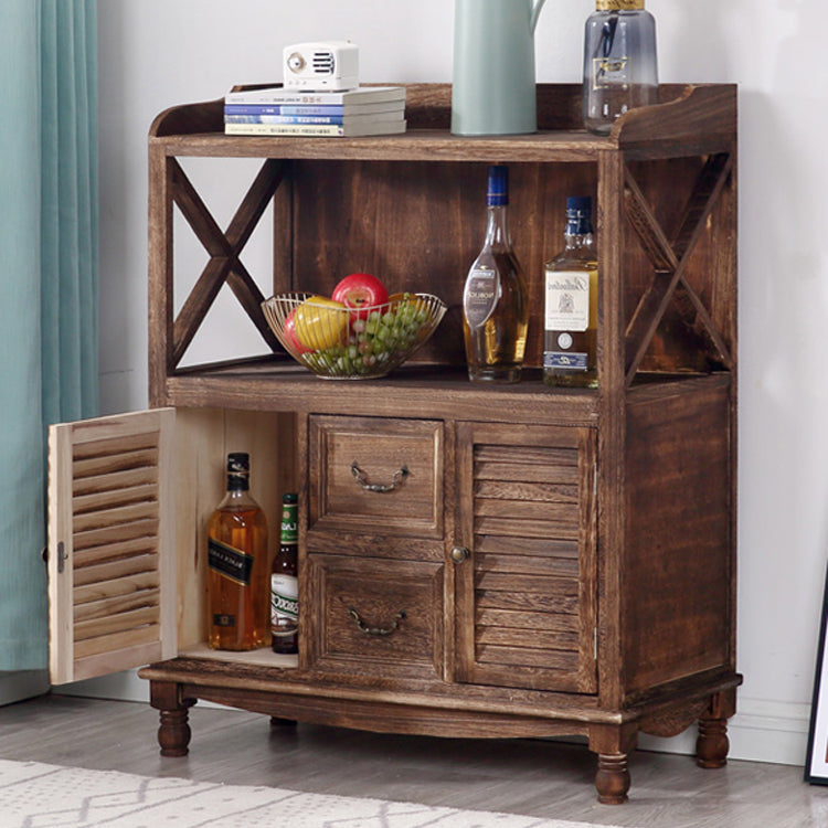 Massivholz Akzentschrank mit 2 Schubladen und Türen Lagerschrank