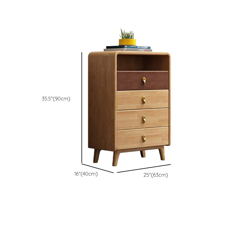 Contemporary Natural Rubberwood Chest with 1 Shelf and Drawers Clearhalo 'Cabinets & Chests' 'cabinets_chests' 'furn' 'furn_cabinets_chests' 'Furniture' 'Living Room Furniture' 6189451