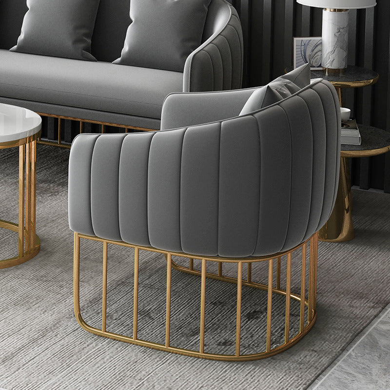 Contemporary Fabric Standard Settee Sloped Arm Tight Back Sofa