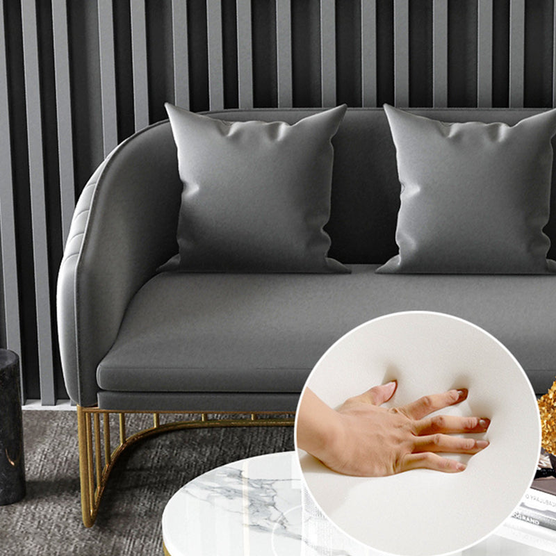 Contemporary Fabric Standard Settee Sloped Arm Tight Back Sofa