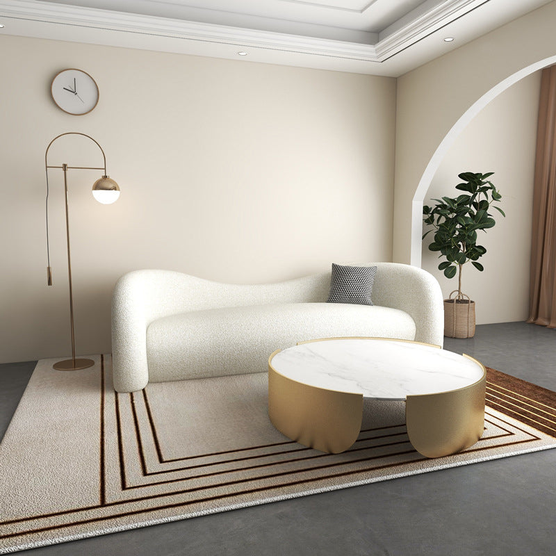 Sofá estándar de la tela de tela de tela de camello contemporánea