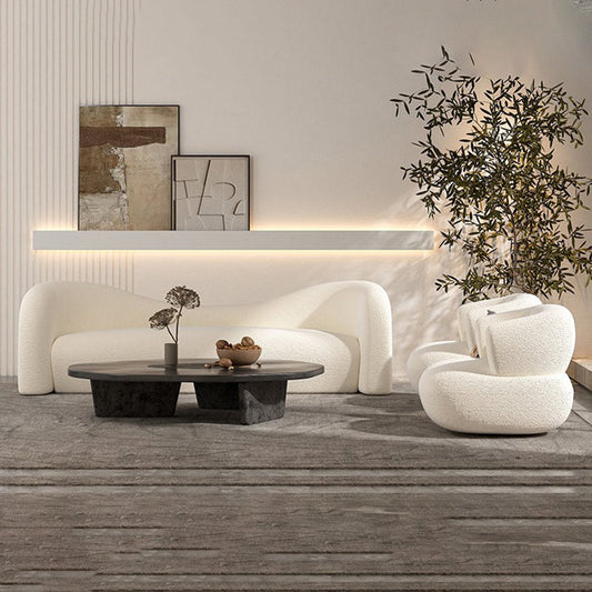 Contemporary Camel Back Fabric Settee Tuxedo Arm Standard Sofa