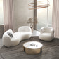Contemporary Fabric Curved Sofa Tight Back Tuxedo Arm Seating