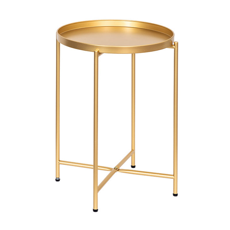 Mesa de las patas cruzadas modernas Mesa de esquina de la bandeja redonda de la parte superior del lado del lado