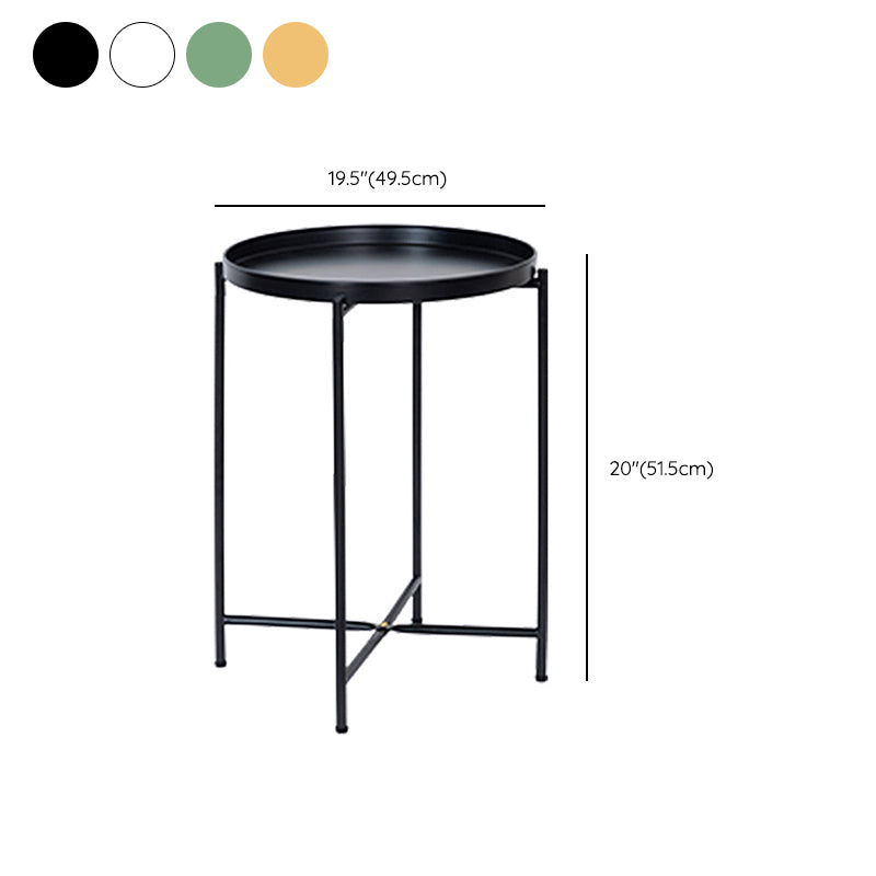 Mesa de las patas cruzadas modernas Mesa de esquina de la bandeja redonda de la parte superior del lado del lado