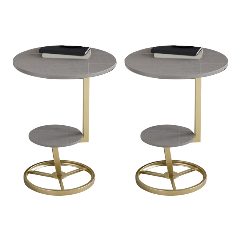 Modern Abstract Corner Table Round Slate Side End Table for Living Room Gold Gray 2 Clearhalo 'Coffee & Accent Tables' 'End & Side Tables' 'end_side_tables' 'furn' 'furn_end_side_tables' 'Furniture' 'Living Room Furniture' 6189630