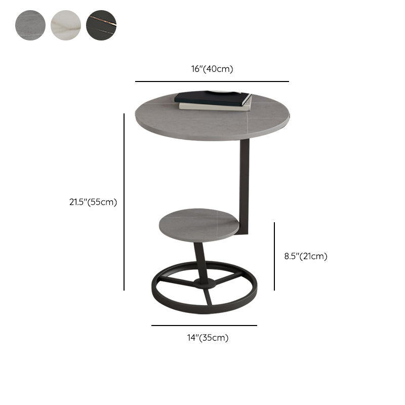 Modern Abstract Corner Table Round Slate Side End Table for Living Room Clearhalo 'Coffee & Accent Tables' 'End & Side Tables' 'end_side_tables' 'furn' 'furn_end_side_tables' 'Furniture' 'Living Room Furniture' 6189640