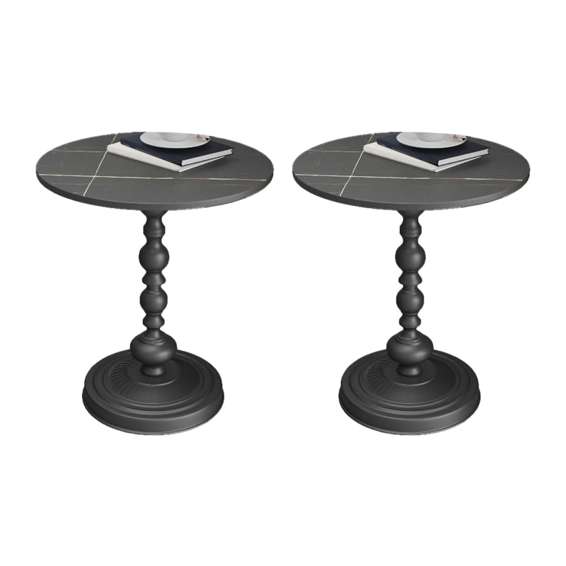 Mesa de esquina de pedestal moderna mesa lateral de pizarra redonda para sala de estar