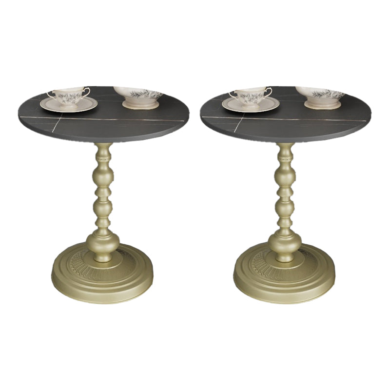 Mesa de esquina de pedestal moderna mesa lateral de pizarra redonda para sala de estar