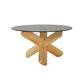 Round 1 Single Coffee Table Tempered Glass Top 3 Legs Wood Cocktail Table Clearhalo 'Coffee & Accent Tables' 'Coffee Tables' 'coffee_tables' 'furn' 'furn_coffee_tables' 'Furniture' 'Living Room Furniture' 6189756