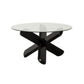 Round 1 Single Coffee Table Tempered Glass Top 3 Legs Wood Cocktail Table Clearhalo 'Coffee & Accent Tables' 'Coffee Tables' 'coffee_tables' 'furn' 'furn_coffee_tables' 'Furniture' 'Living Room Furniture' 6189757