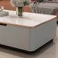 Glam Stone Coffee Table Slate Rectangular Square Cocktail Table in White Clearhalo 'Coffee & Accent Tables' 'Coffee Tables' 'coffee_tables' 'furn' 'furn_coffee_tables' 'Furniture' 'Living Room Furniture' 6189767
