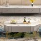 Glam 4 Legs Metal Coffee Table Draw included Oval Single Cocktail Table Clearhalo 'Coffee & Accent Tables' 'Coffee Tables' 'coffee_tables' 'furn' 'furn_coffee_tables' 'Furniture' 'Living Room Furniture' 6189790