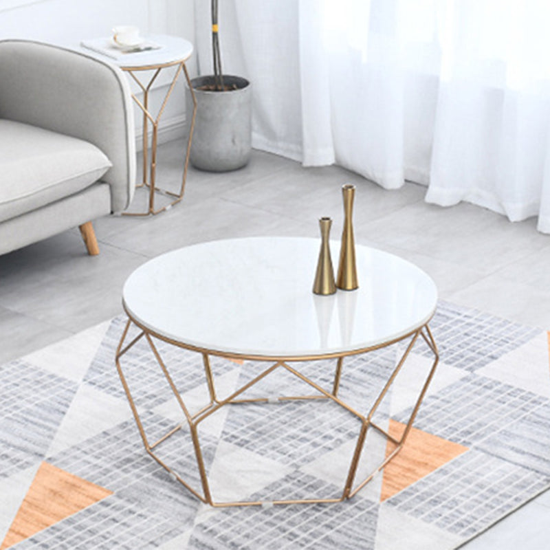 Round Coffee Table Minimalist Coffee Table for Living Room in White Clearhalo 'Coffee & Accent Tables' 'Coffee Tables' 'coffee_tables' 'furn' 'furn_coffee_tables' 'Furniture' 'Living Room Furniture' 6189803