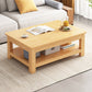 Modern 17.7" H Brown/ Natural Rectangle Wooden 4 Legs Coffee Table with Shelf